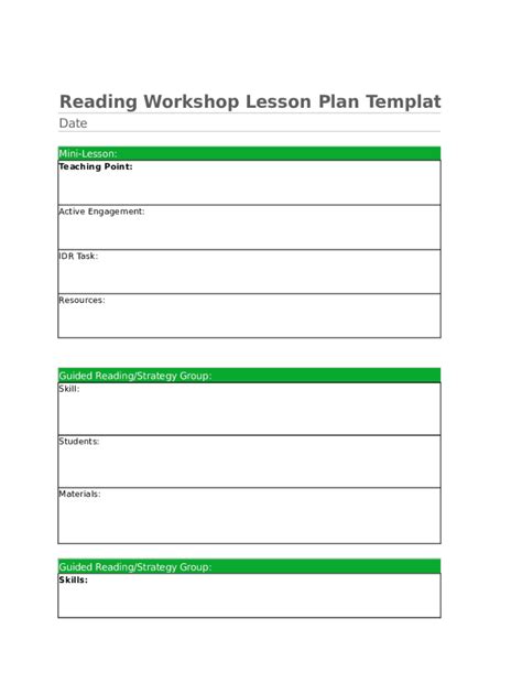 Workshop Lesson Plan Template - Fill Online, Printable, Fillable, Blank ...