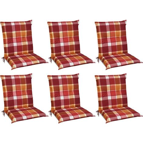 6er Set Beautissu Niedriglehner Auflage Sunny 100x50x6cm Rot