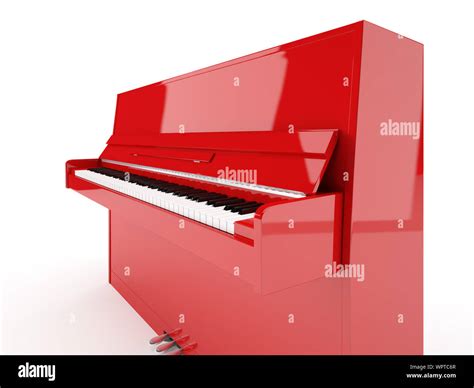 Red Classical Upright Piano Isolated On White Stock Photo Alamy