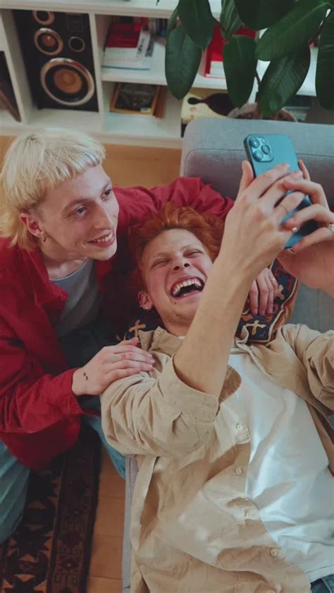 Top View Of Laughing Gay Couple Taking S Stock Video Pond5
