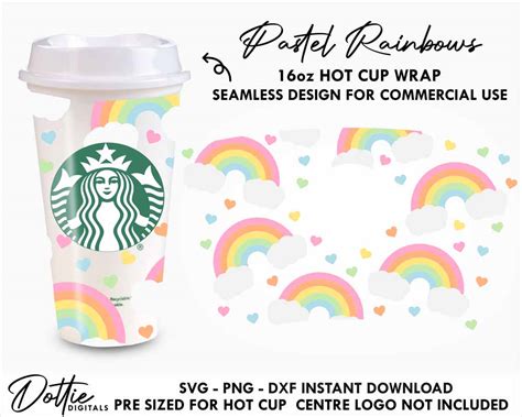 Dottie Digitals Rainbows With Clouds Starbucks Cup Svg Hot Cup Png Dxf Cutting File Oz Lgbt