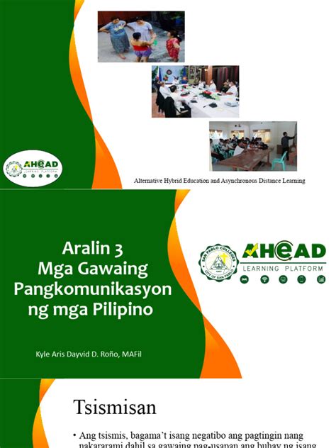 Aralin 3 Mga Gawaing Pangkomunikasyon Ng Mga Pilipino Pdf