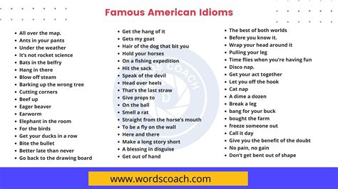 150 Famous American Idioms Word Coach