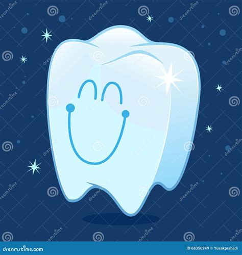 Shiny Tooth Realistic Healthy Clear White Tooth Isolated On