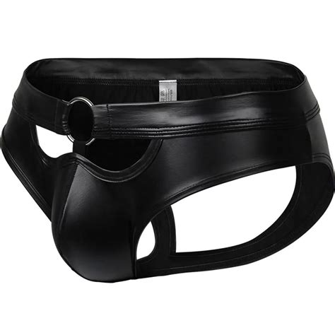 Men S Briefs Sexy Lacquered Leather Hollow Ring Underwear Sexy