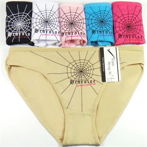 Lot Of Cobweb Print Cotton Lady Bikini Panties Spandex Women Brief