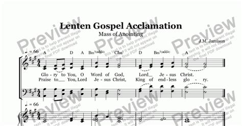 Lenten Gospel Acclamation Mass Of Anointing Sheet Music Pdf File