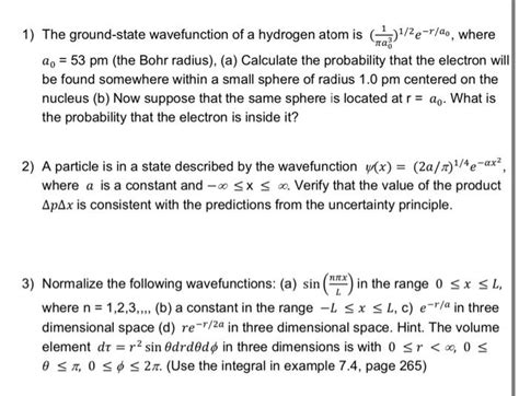 Solved 1 The Ground State Wavefunction Of A Hydrogen Atom Chegg