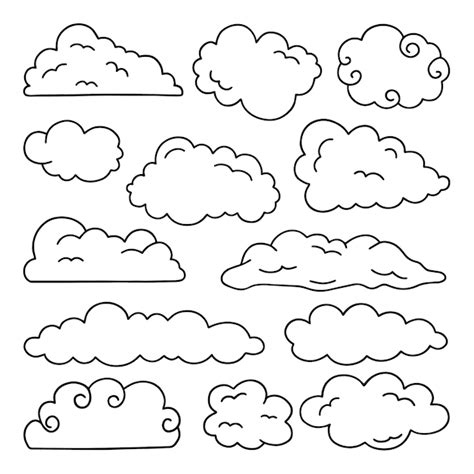 Premium Vector Hand Drawn Set Of Clouds Doodle Sky In Sketch Style