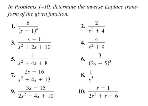 Solved In Problems 1-10, determine the inverse Laplace | Chegg.com