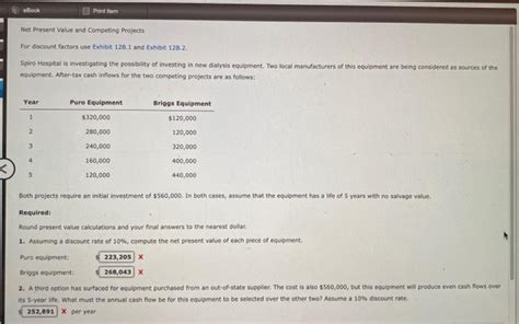 Solved Net Present Value And Competing Projects For Discount Chegg