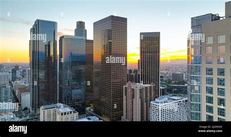 Los Angeles Downtown Panoramic City With Skyscrapers California Theme