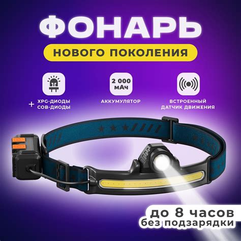 Налобный фонарь аккумуляторный светодиодный с датчиком движения ...
