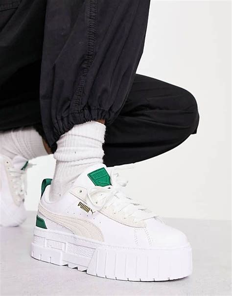 Puma Mayze Stack Trainers In White And Leopard Print Exclusive To