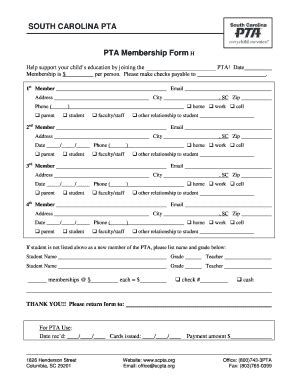 Fillable Online Scpta Pta Membership Form H Fax Email Print Pdffiller