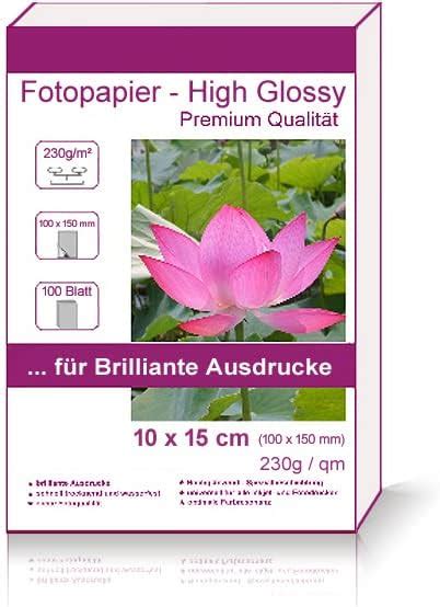 100 Blatt Fotopapier 10x15 hoch glänzend Tintenstrahldrucker 240g m²