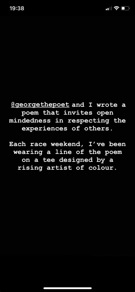 Lewis Hamilton In Collaboration With Georgethepoet Just Shared A Poem