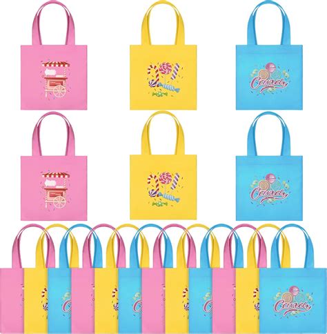 12 Pack Candy Tote Bags Candyland Goodie Bags Non Woven