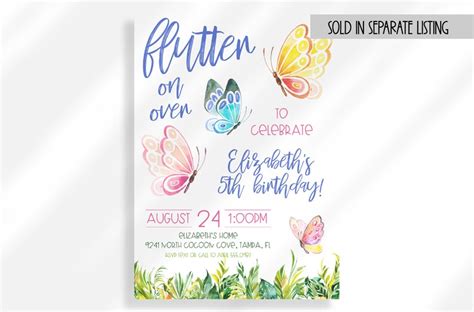 Editable Butterfly Wishes Butterfly Kisses Birthday Invitation For