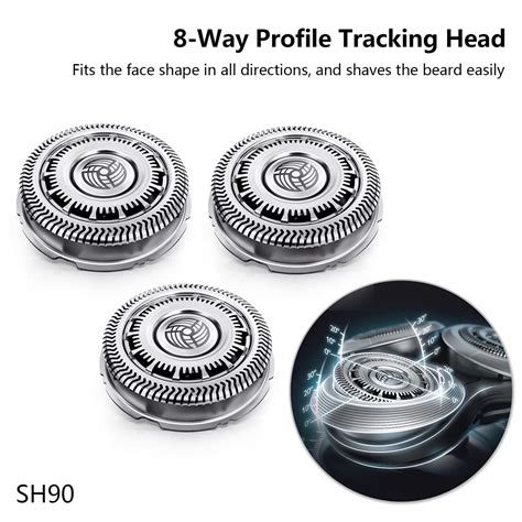 Sh90 Replacement Heads For Philips Norelco Series 9000 Shavers Blades 3 Pack Ebay