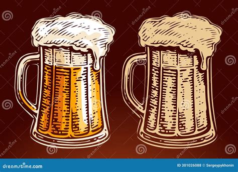 Alcoholic Drink Glass Mug Of Craft Fresh Beer With Foam Vector