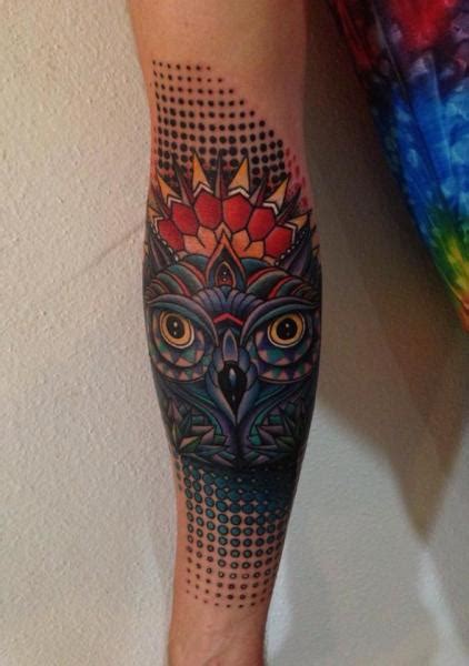 Arm Abstract Owl Tattoo by Corey Divine