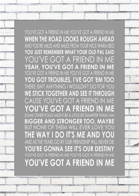 YOUVE GOT A FRIEND IN ME DISNEY TOY STORY Lyrics Wall Art Print