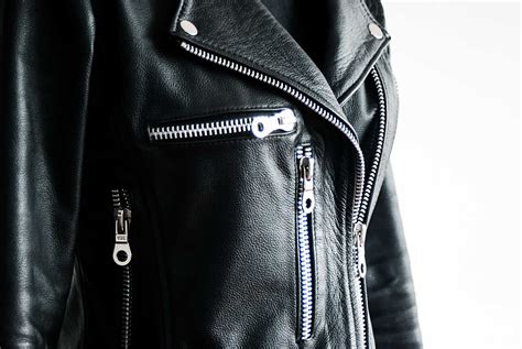Double Zipper Leather Biker Jacket Ducky Black