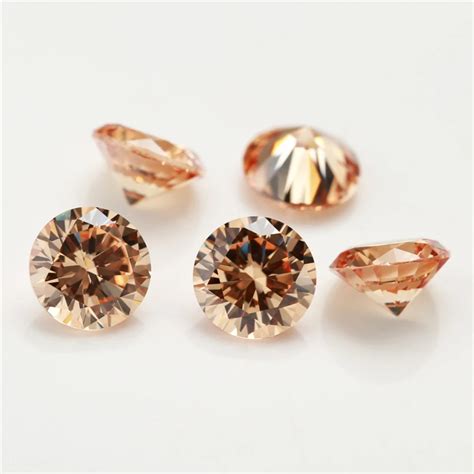 100pcs Lot 0 8mm 3 5mm Round Shape Loose CZ Stone Champagne Color AAAAA