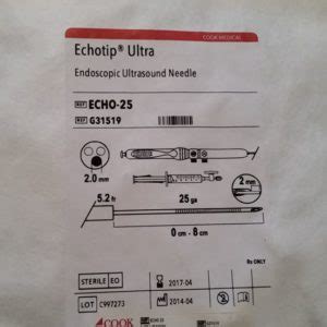 Cook G31519 Echotip Ultra ECHO 25 Endoscopic Ultrasound Needle