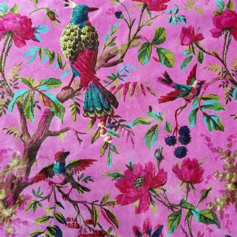 Velvet Fabric for Upholstery Paradise Print-bright Pink - Etsy