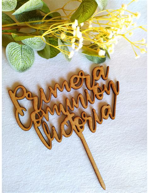 Cake Topper Comunion Personalizado En Madera En Clupers