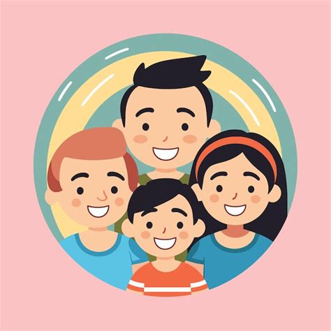 Ilustración vectorial plana de la familia feliz Vector Premium