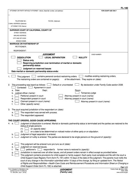 2012-2025 Form CA FL-180 Fill Online, Printable, Fillable, Blank ...