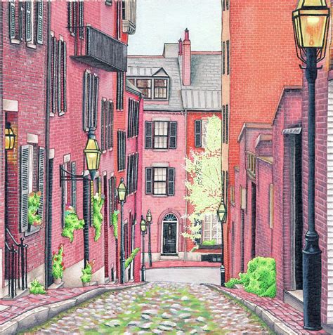 Beacon Hill Boston Drawing By Jon Mann Fine Art America