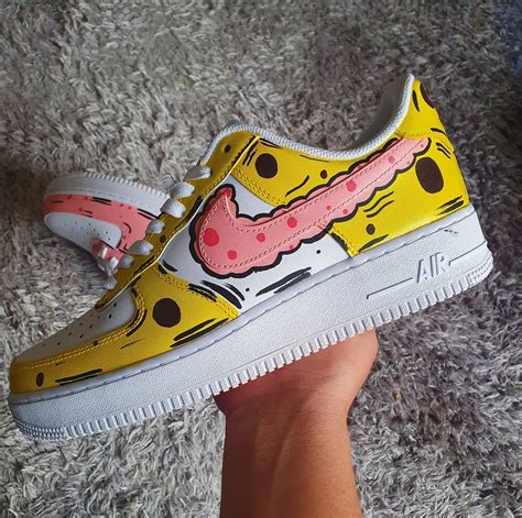 Custom Nike Air Force 1 Spongebob Squarepants Cartoon Hand Etsy