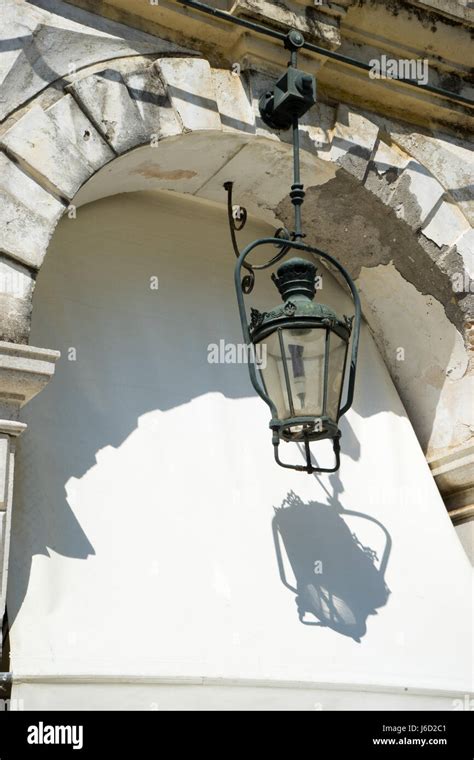 Famous lantern Liston square Corfu town Greece Stock Photo - Alamy