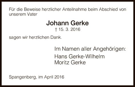 Traueranzeigen Von Johann Gerke Trauer Hna De