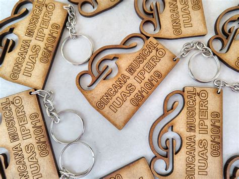 Chaveiro Clave De Sol Notas Musicais Em Mdf Personalizado Elo