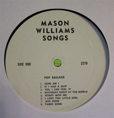 Mason Williams - Songs (Publishers' Promo demos) Pop Ballads, Them ...