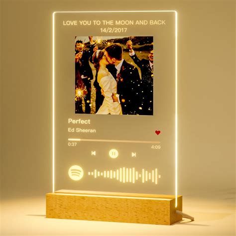 Personalised Spotify Glass Plaque Night Light Custom Song Album Cover