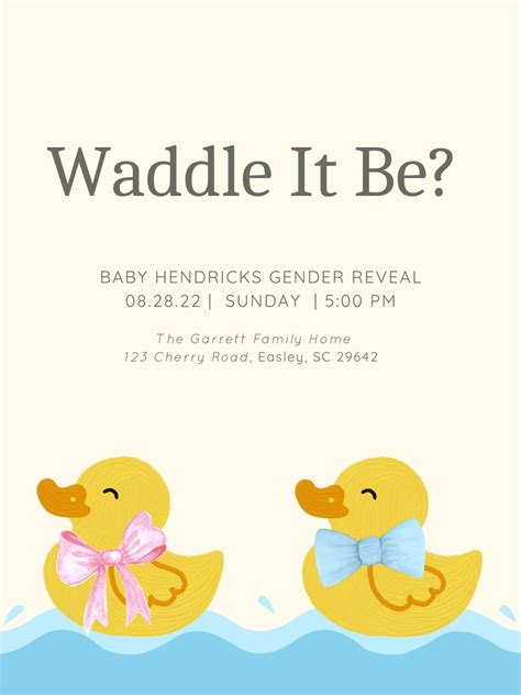 Duck Theme Gender Reveal Invitation Artofit