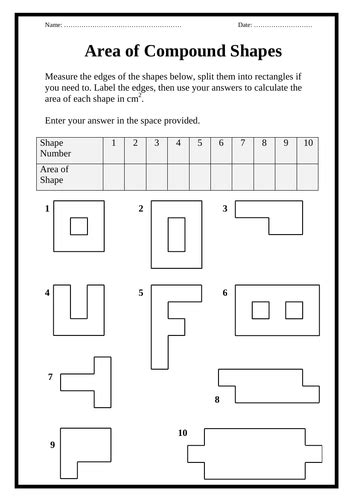 Area Of Compound Shapes Worksheet With Answers