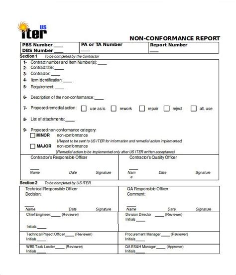 Quality Non Conformance Report Template 6 Templates Example