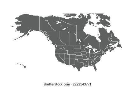 North America Map Isolated On White Stock Vector (Royalty Free ...