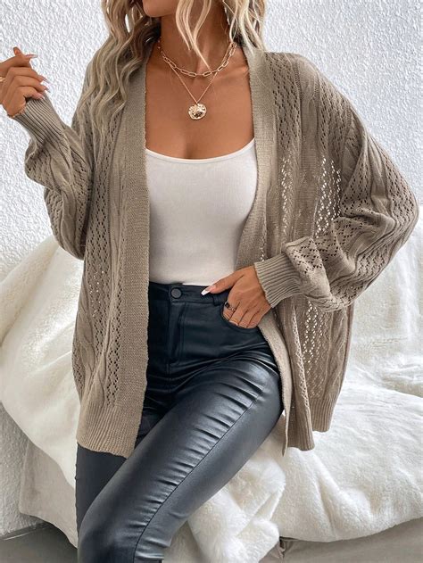 Shein Essnce Cable Knit Drop Shoulder Duster Cardigan Shein Usa