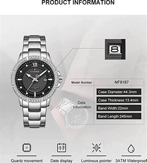 NAVIFORCE Luxury Diamond Watches For Men Stainless Steel Waterproof