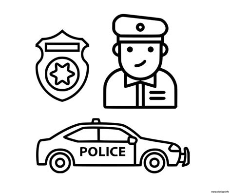 Coloriage Policier Voiture Et Badge Imprimer Policier Coloriage