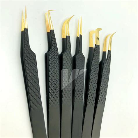 Eyelash Tweezers For Lashes Extension Custom Logo Eyelash Tweezers Gold