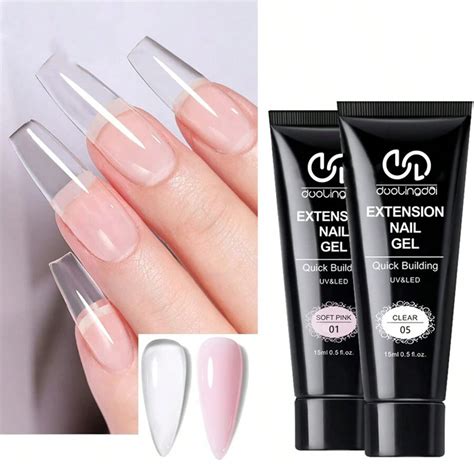 2pcs 15ml Poly Nail Gel For Extension Pink Clear Nail Polish Semi